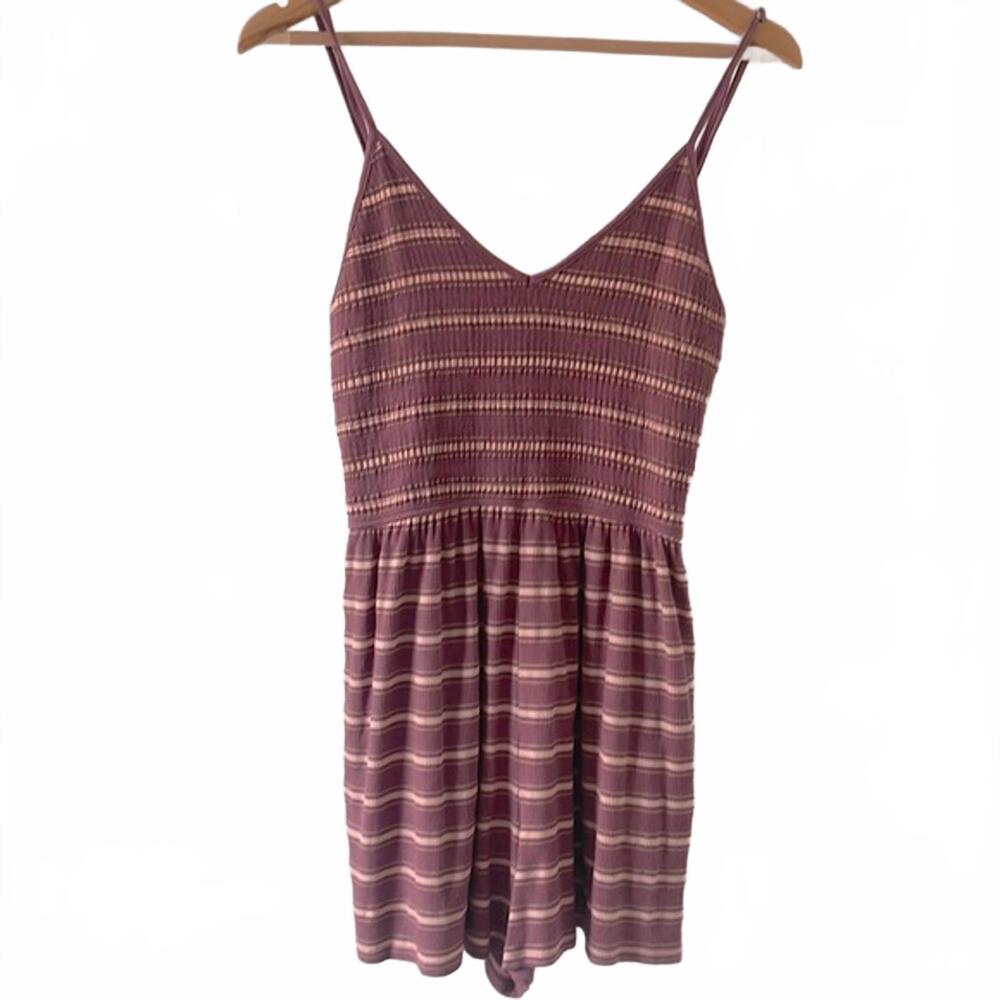 NWOT Wild Fable striped mini dress in muted mauve and cream tones size medium